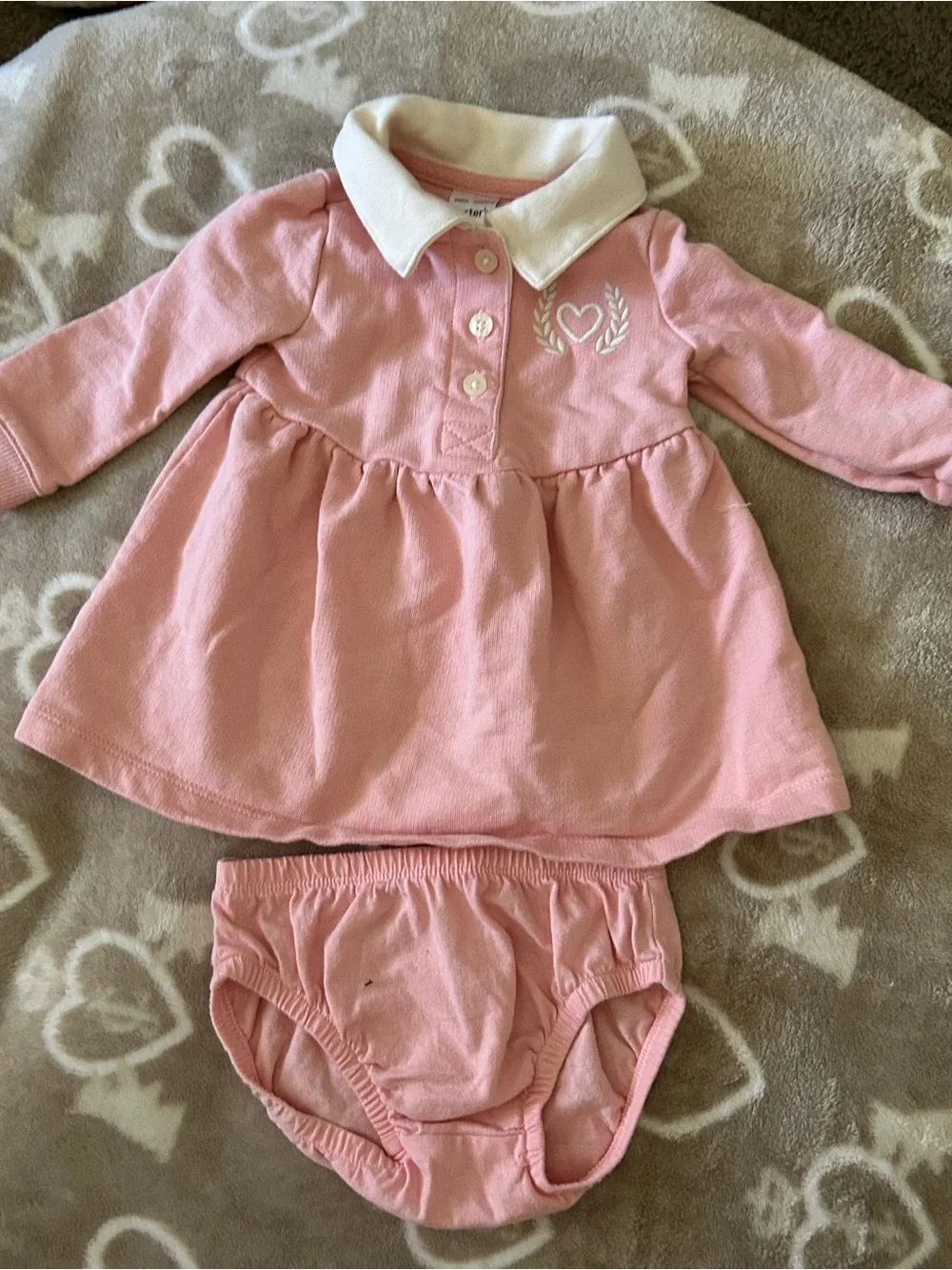 Carter's Pink Dress with White Collar and Matching Bloomers